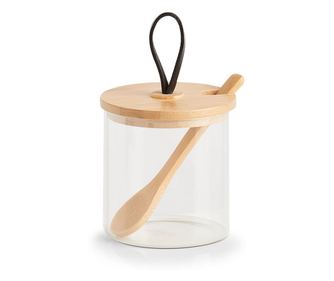 Zeller Staklenka sa žlicom i poklopcem od bambusa, 320 ml, Ø 8 x 8,5 cm, 19565