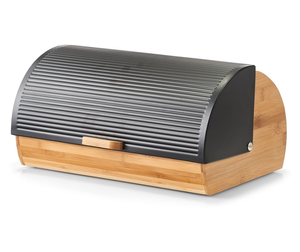 Zeller Bread Box, Bamboo-Metal, Black, 39x27x19cm