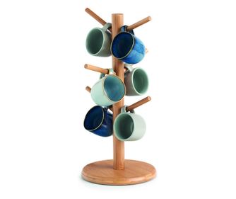 Suport pentru căni din bambus, 16 x 16 x 34 cm