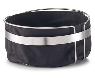 Coș Negru Metalic pentru Pâine cu Căptușeală de Bumbac