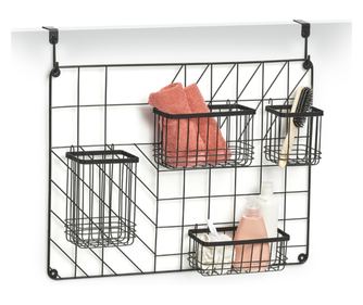 Zeller Zidni organizer, 5 dijelova, metalni, crni, 46x12x60,3 cm, 27407