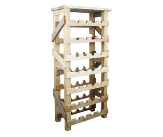 Ξύλινη Ραφιέρα Κρασιού για 28 Φιάλες, Καφέ, 53 x 28 x 115 εκ.