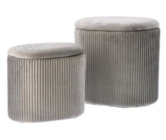 Σετ 2 Σκαμπό από Βελούδο - Γκρι