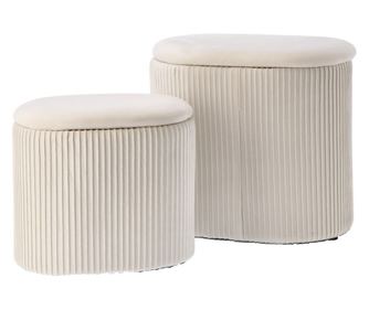 Σετ 2 Σκαμπό από Βελούδο - Λευκό