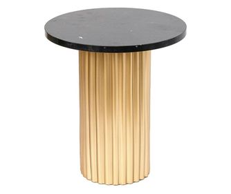 Στρογγυλό Τραπέζι από Μέταλλο Χρυσό και Μαύρο Μάρμαρο 35,5 x 40 εκ.