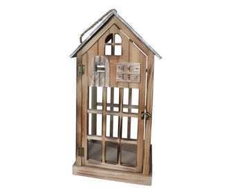 2 db Fa Lámpás Készlet - Barna/Szürke, 20x19x40 cm & 28.5x26x54 cm