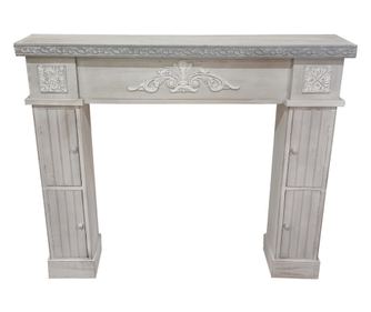 Okrasni leseni obod za kamin - Siva/Bela, 120 x 23,5 x 101 cm