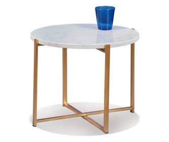 Miza iz belega marmorja in zlate kovine - 48,5 x 38,5 cm