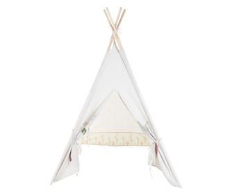 Cort Teepee alb pentru copii cu detalii naturale