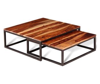 Set od dva stolića za kavu, masivno drvo sheesham