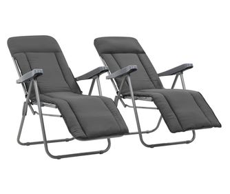 Zložljivi vrtni stoli s blazinami, 2 kosa, sivi