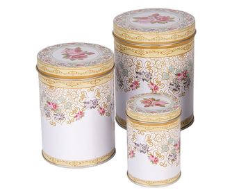 Set 4 cutii depozitare metal multicolor (4) Ø 11x14 /Ø 9x13 /Ø 8x11 /Ø 6x9 cm