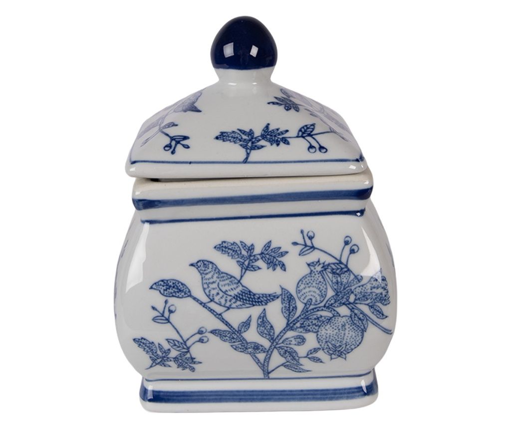 Borcan ceramica alba albastra 13x13x17 cm