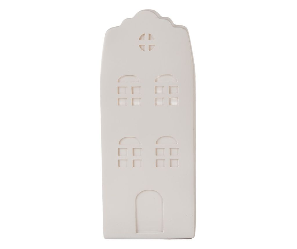 Fehér polystone ház éjszakai fény 9x9x21 cm