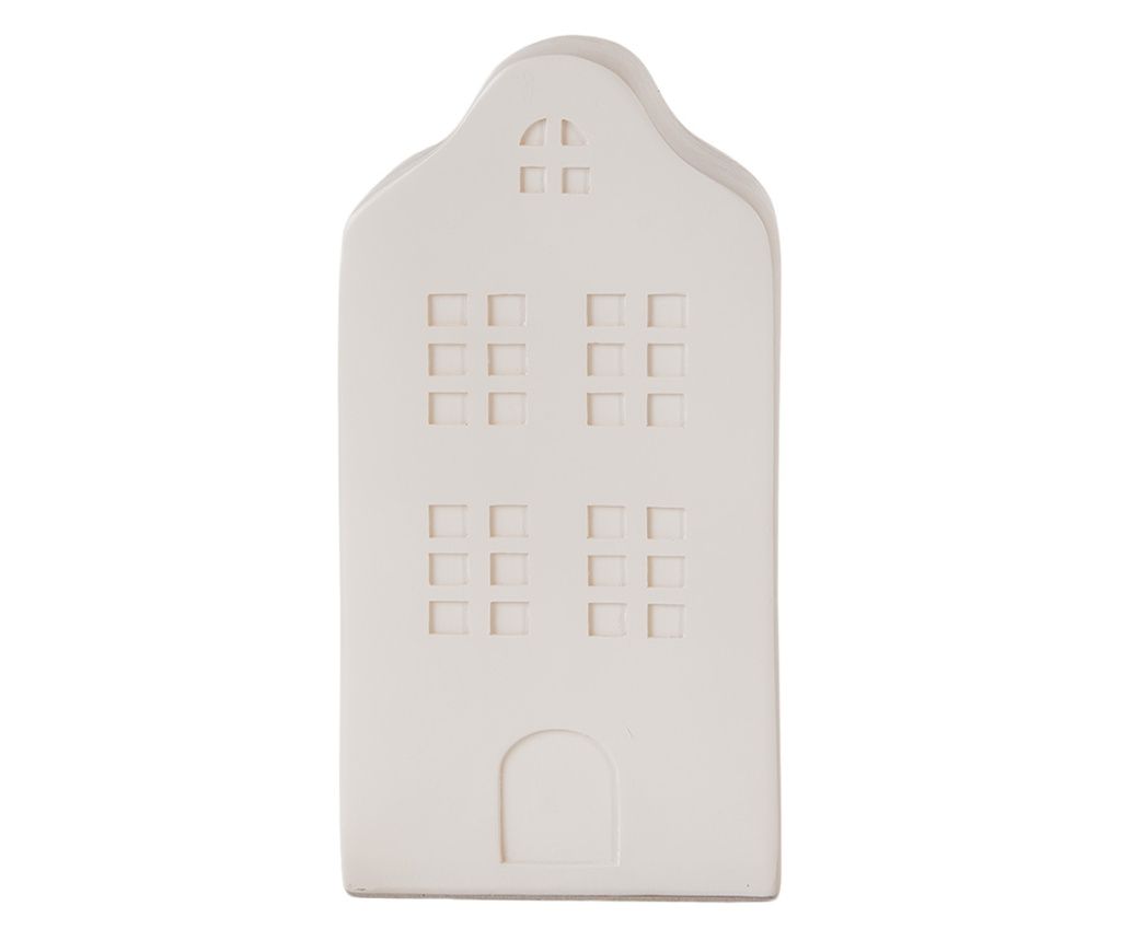 Fehér polystone ház éjszakai fény 10x9x18 cm