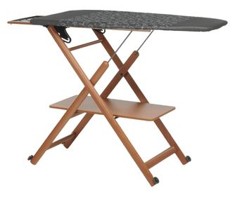 Foppapedretti vasalódeszka polccal, ASSAI 4.0, 123x50 cm, tömör bükkfa szerkezet, állítható magasságú, összecsukható, ruhatartó