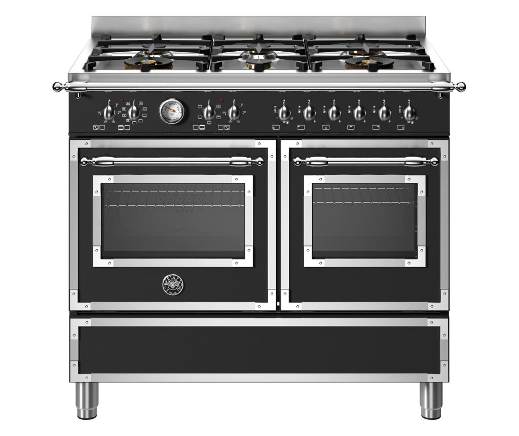 Bertazzoni Retro Gas Range, 100 cm, 6 Burners, 2 Electric Ovens, Heritage Collection, Matte Black
