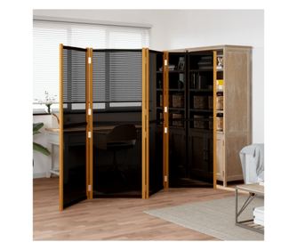 Paravan za sobu s 4 panela, crni, 280x180 cm