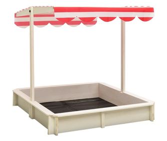 Αμμοδόχος με Ρυθμιζόμενη Οροφή, Λευκό/Κόκκινο, Ξύλο Ελάτης, UV50