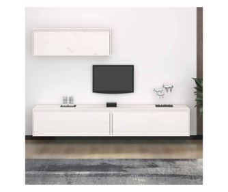 TV komode, 3 kom., bijela, masivno drvo bora