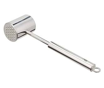 Rösle húskalapács, 2 oldal lapításhoz és puhításhoz, rozsdamentes acél, ergonomikus, mosogatógépben mosható, rozsdamentes acél