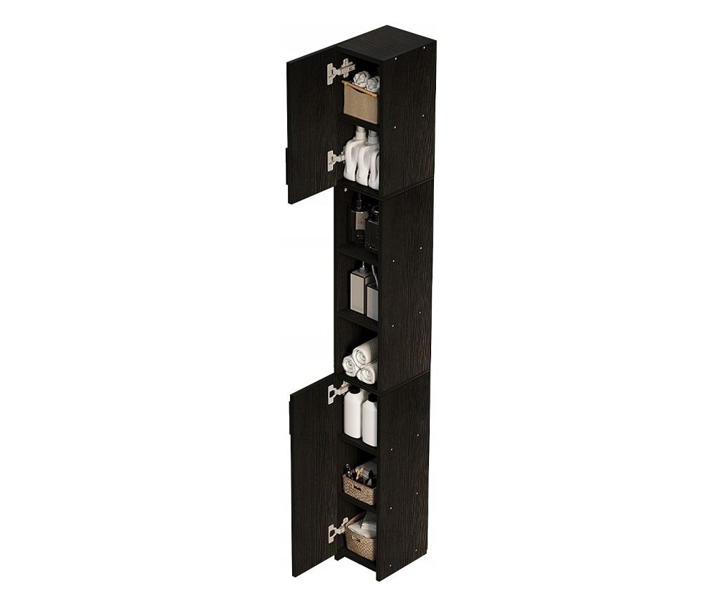 Freestanding Bathroom Cabinet, Loft Style Black Cabinet, Cupboard, Shelf, Tall Narrow Column