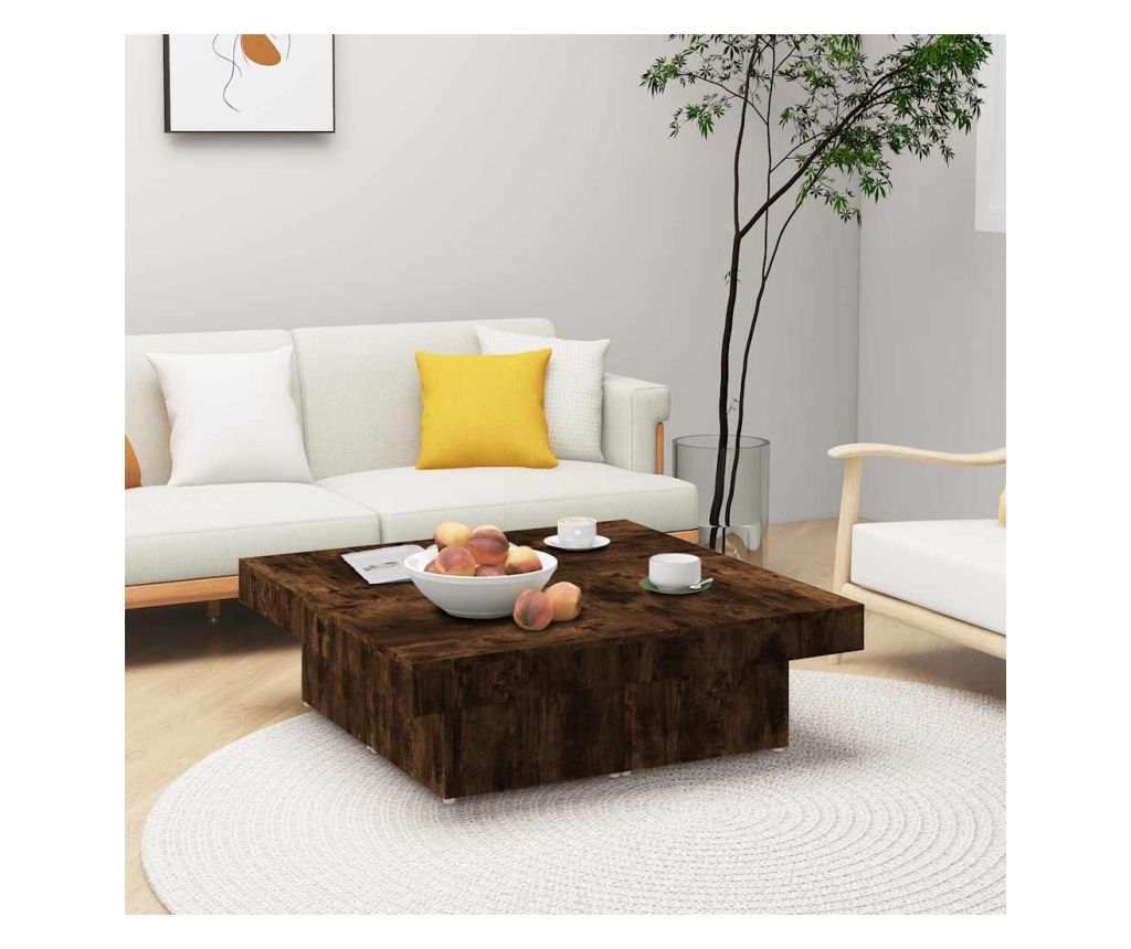 Stolić za kavu, dimljeni hrast, 90x90x28 cm, obrađeno drvo