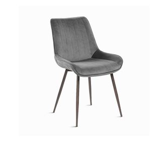 Scaun de Bucatarie/Living Kiwari® Velar, Catifea, Cadru metalic, Spatar curbat, 50x49x83 cm, Gri