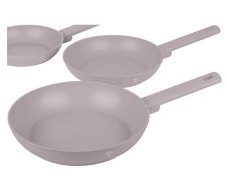 Komplet 3 okroglih ponev Taupe Collection Berlinger Haus BH 8108, proti prijemanju, titanova prevleka, siva