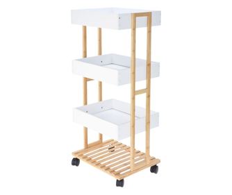 3-slojni bambus kolica za pohranu – mobilni organizator za kuhinju i kupaonicu, 87,5 x 40 x 30 cm