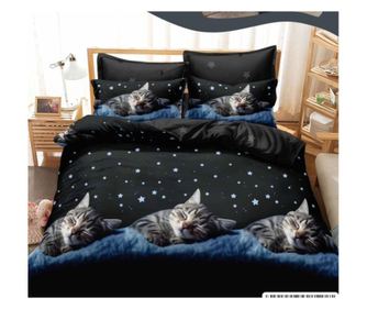 Lenjerie de pat bumbac satinat, 6 Piese, cu elastic,180/200 cm,Casa de Vis Online, T-323