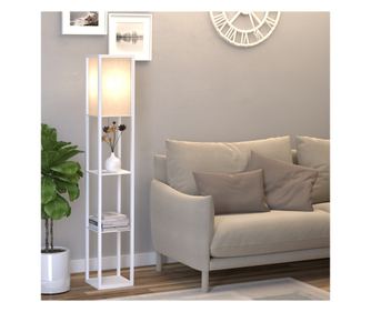 Lampă Modernă de Podea 40W cu 3 Rafturi Integrate și Pedal Alb