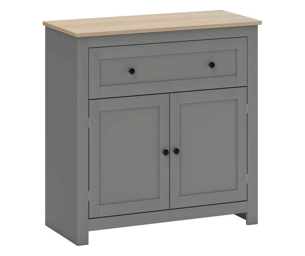 Comodă de bucătărie modernă cu sertar și dulap din lemn gri