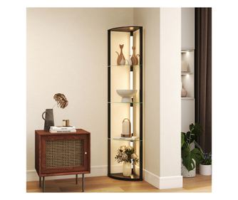 5 polcos állólámpa LED fénnyel, 3 fényerősséggel és lábkapcsolóval, fekete