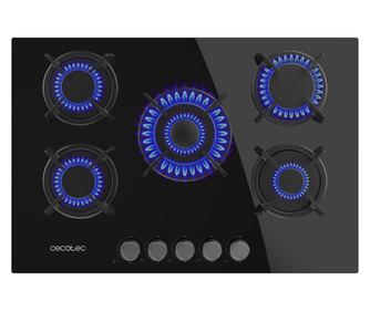 Cecotec Bolero Squad G beépíthető gázfőzőlap, 5 égős, 3.5 kW WOK égő, 75 cm, fekete