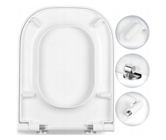 WC Седалка MKW S565T610 Универсална, Soft-Close, Антибактериална, Бързо освобождаване, 46x34 см, Бяла