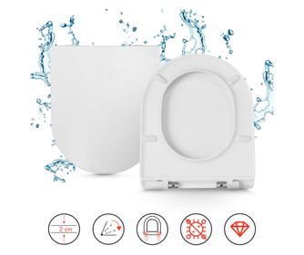 WC Седалка Koło Quattro Slim, Duroplast, Soft-Close, Антибактериална, Сваляща се, 43.5x36.5 см