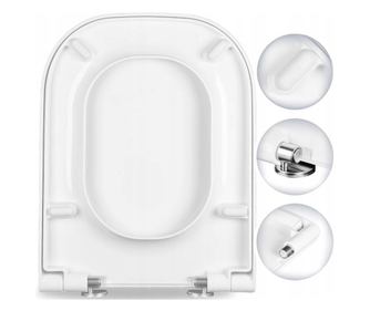 WC Седалка MKW, Duroplast, 45.5x35 см, Soft-Close, Устойчива, Бяла