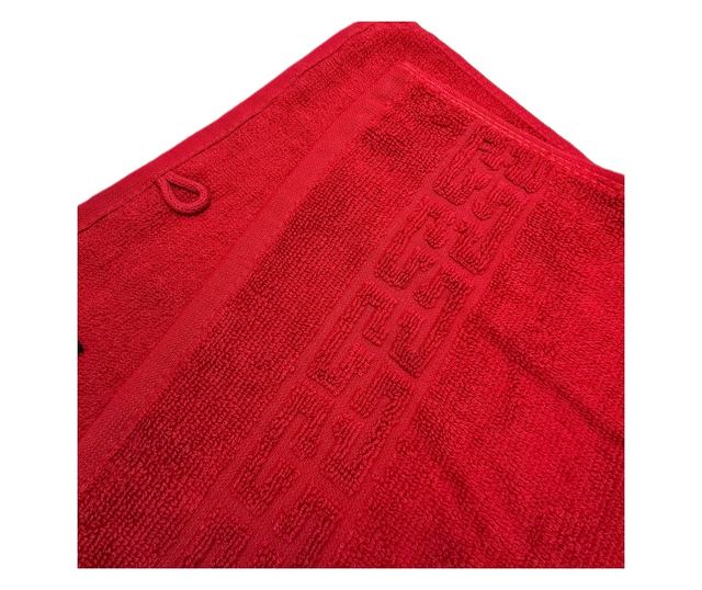 3 darabos Greek Border Jacquard Plüss Luxus fürdőlepedő szett - 100% pamut, 500g/nm, piros