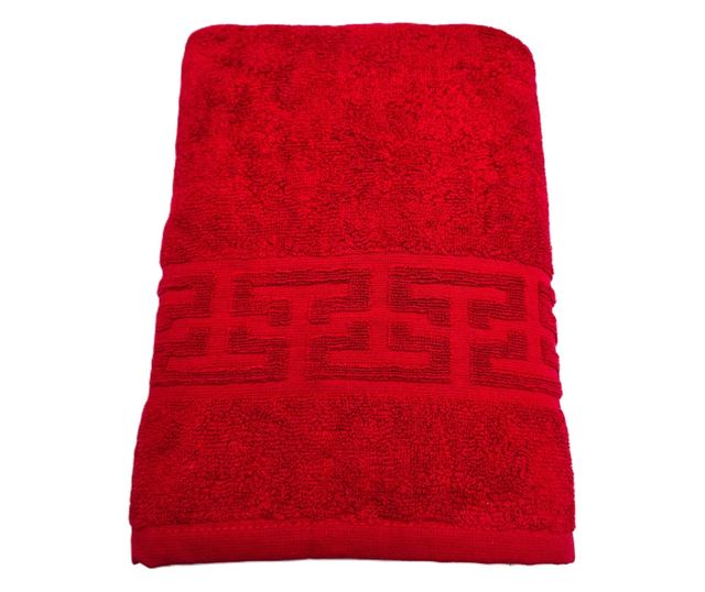 3 darabos Greek Border Jacquard Plüss Luxus fürdőlepedő szett - 100% pamut, 500g/nm, piros