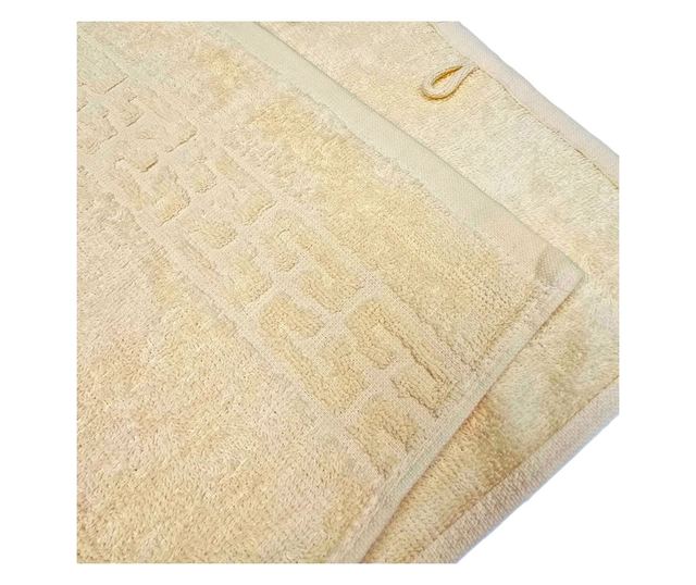 3 darabos Greek Border Jacquard Plüss Luxus Fürdőlepedő Szett - 100% Pamut, 500g/nm, elefántcsont