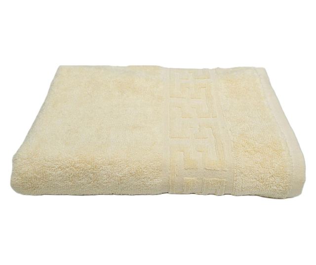 3 darabos Greek Border Jacquard Plüss Luxus Fürdőlepedő Szett - 100% Pamut, 500g/nm, elefántcsont