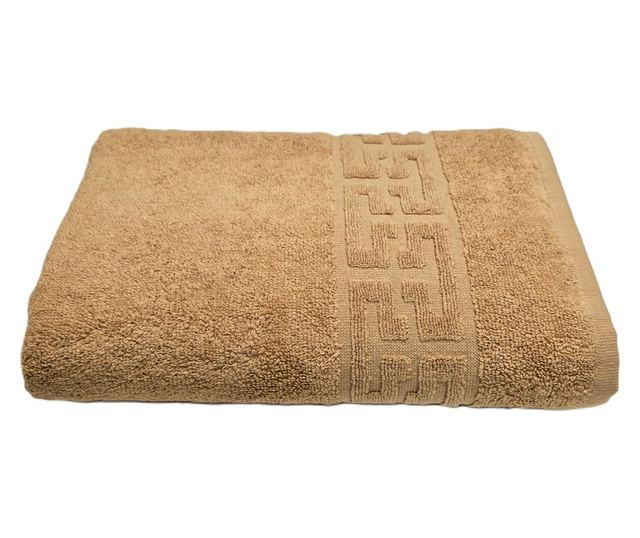 3 db görög szegélyű jacquard plüss luxus fürdőlepedő szett - 100% pamut, 500g/nm, cappuccino