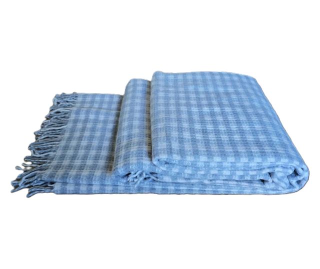 Patura Kotonia Home - Takaró kétszemélyes ágyra, mérete 180x230 cm, kék, bojtokkal