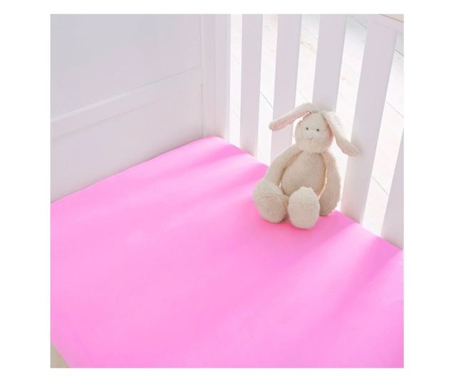 Kotonia Home Bebe gumis lepedő - ranforce, 100% pamut, matrac mérete 60x120+15 cm, rózsaszín