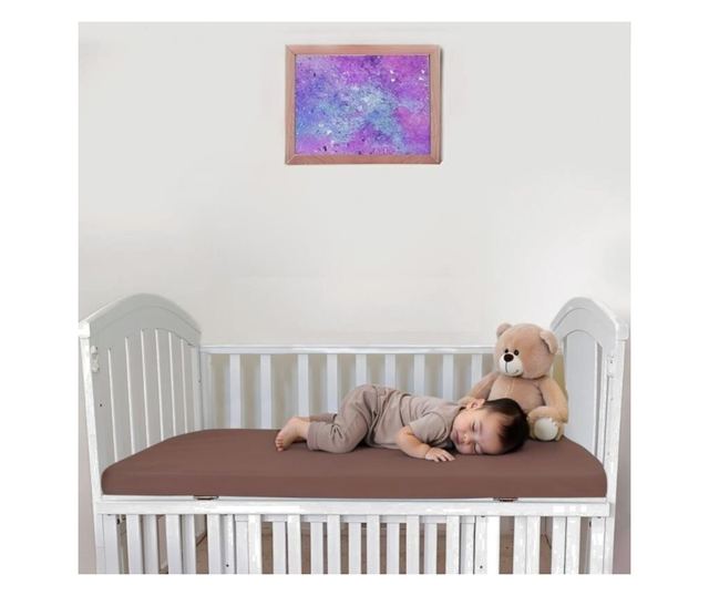 Kotonia Home Bébi gumis lepedő - ranforce, 100% pamut, matrac méret 60x120+15 cm, barna