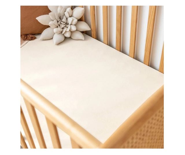 Kotonia Home Bebe gumis lepedő - ranforce, 100% pamut, matrac mérete 60x120+15 cm, elefántcsont