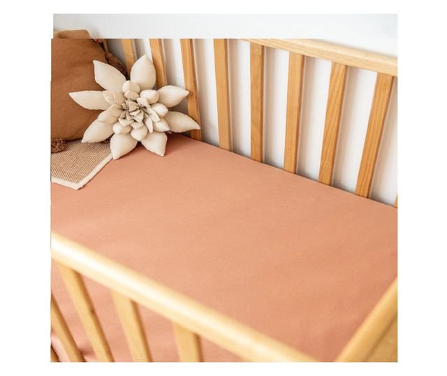 Kotonia Home Bebe gumis lepedő - ranforce, 100% pamut, matracméret 60x120+15 cm, kakaó