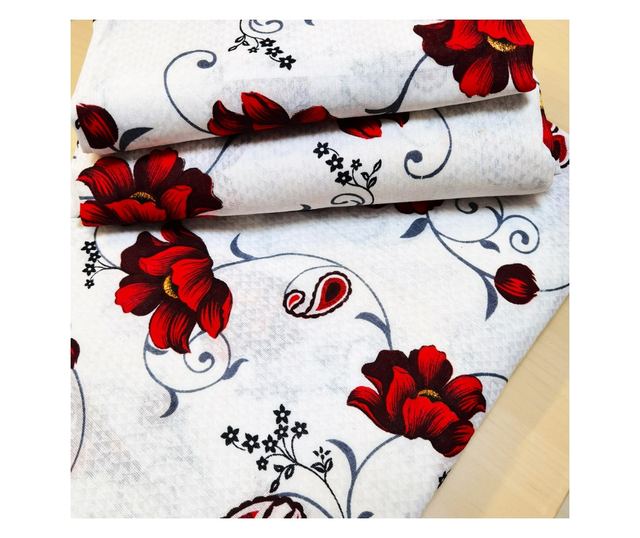 4 részes ágynemű, 2 személyes, klasszikus sima szövet, 100% pamut, virágmintás - 03
