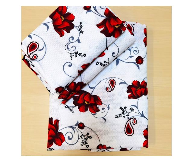 4 részes ágynemű, 2 személyes, klasszikus sima szövet, 100% pamut, virágmintás - 03